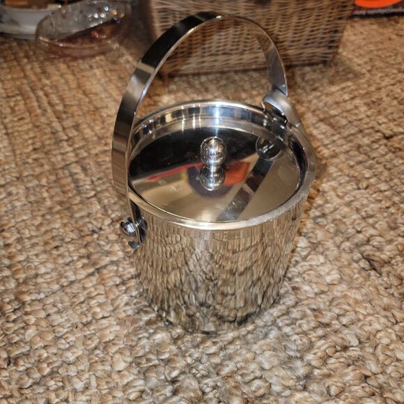 Insulated stainless steel Ice bucket w Tongs 7 .25"H Wine Chill Cooler w/ handle - Picture 16 of 16